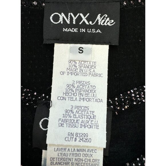 Onyx Nite Womens Beaded Long Sleeve Tank & Jacket Small Black & Pink Silver Glit - Picture 4 of 14
